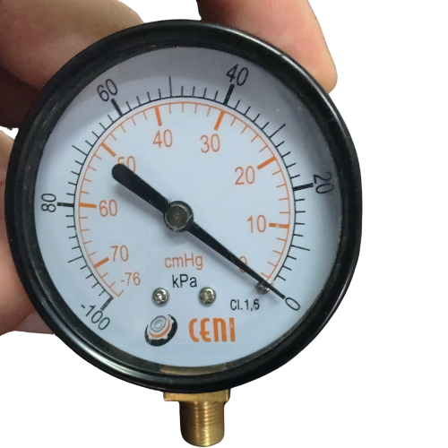 VACUOMETRO ANALOG ESCALA GRANDE 0 A -20 PSI (0 A -76 CMHG) ROSCA 1/8GM